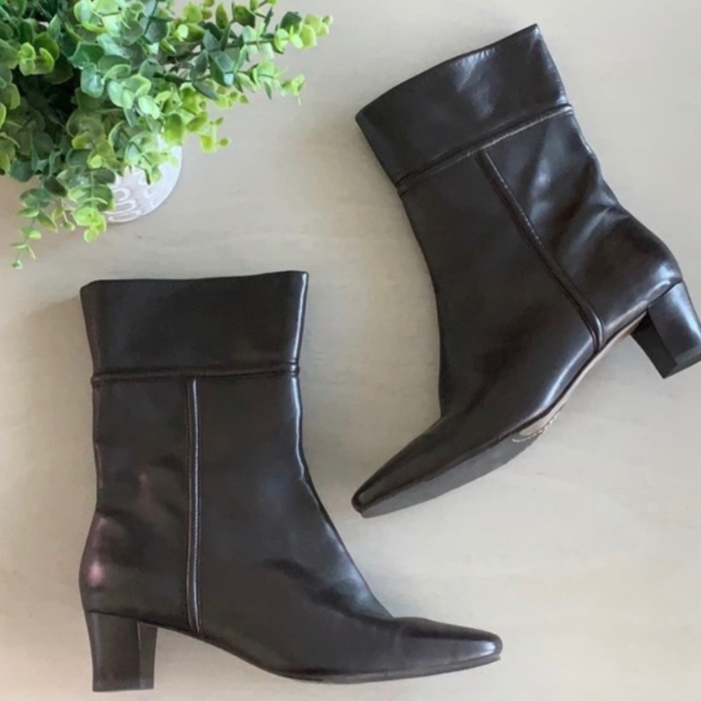 Antonio Melani Brown Mod Leather Ankle Boot Size 9